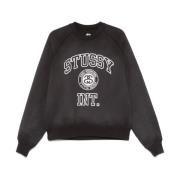 Zwart Logo Print Crew Neck Sweater Stüssy , Black , Heren