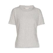 Fluffy Grijze T-Shirt met Korte Mouwen Marie Méro , Gray , Dames