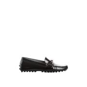 Leren Loafers met Metalen Staaf Detail Tod's , Black , Dames