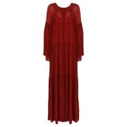 Rode Lange Jurk Georgette Crepe Philosophy di Lorenzo Serafini , Red ,...