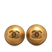 Pre-owned Fabric earrings Chanel Vintage , Yellow , Dames