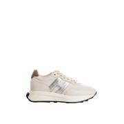 Nappa Leren Sneakers met Metallic H Hogan , Beige , Dames