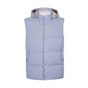 Wollen Nylon Vest met Afneembare Capuchon Eleventy , Blue , Heren