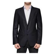 Donkerblauwe Single-Breasted Wollen Blazer Dolce & Gabbana , Blue , He...