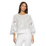 Bloemen Geborduurde Katoenen Blouse Kocca , White , Dames