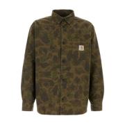 Camouflage Denim Shirt Bruin Katoen Logo Carhartt Wip , Brown , Heren