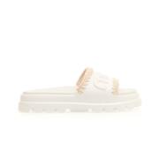 Witte rubberen slidesandalen Mou , White , Dames