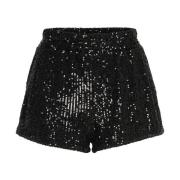 Zwarte Paillet Elastische Taille Shorts Gestuz , Black , Dames