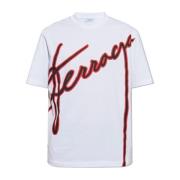 T-shirt met bedrukt logo Salvatore Ferragamo , White , Heren