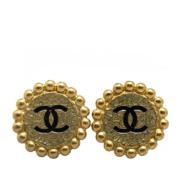 Pre-owned Fabric earrings Chanel Vintage , Yellow , Dames