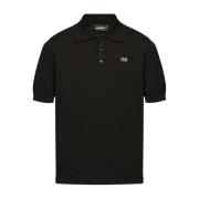 Zwarte Polo Shirt met Logo Patch Dsquared2 , Black , Heren