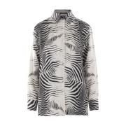 Zebra Print Zijden Overhemd Roberto Cavalli , Black , Dames