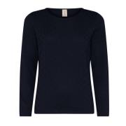 Feminine O-Neck Pullover Blouse Marine Skovhuus , Blue , Dames