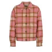 Roze Tartan Overshirt Jas MC2 Saint Barth , Multicolor , Dames