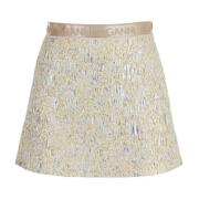 Metallic Cloqué Mini Rok Ganni , Gray , Dames