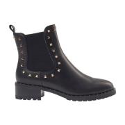 Chunky Heel Leren Laarzen met Gouden Studs Sofie Schnoor , Black , Dam...