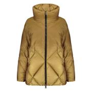 Ganzendons ritsjack met logo Herno , Beige , Dames