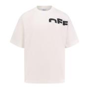 Logo Print Katoen Crew-neck T-shirt Off White , White , Heren