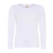 Feminine O-Neck Pullover Blouse Wit Skovhuus , White , Dames