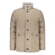 Shearling Donsjas met Opstaande Kraag Herno , Beige , Heren