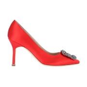 Rode Satijnen Pumps met puntige neus Manolo Blahnik , Red , Dames