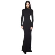 Zwarte Maxi Jurk met Diepe Rug Mugler , Black , Dames