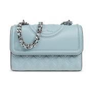 Heldere Blauwe Gewatteerde Double T Schoudertas Tory Burch , Blue , Da...