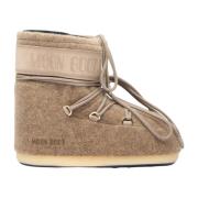 Vilt Lage Laarzen met Logo Paneel Moon Boot , Beige , Dames