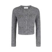 Grijze Bouclé Vest Lange Mouwen Elisabetta Franchi , Gray , Dames