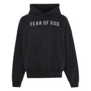 Grijze Logo Overlapped Hoodie Fear Of God , Black , Heren