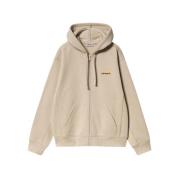 Amerikaans Script Hooded Zip Sweater Carhartt Wip , Beige , Heren