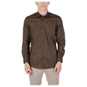 Slim Fit Overhemd Lange Mouw Antony Morato , Brown , Heren