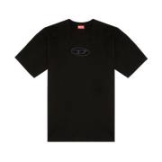 Zwart T-shirt met uitgesneden logo Diesel , Black , Heren