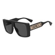 Zwart/Donkergrijze Zonnebril Moschino , Black , Dames