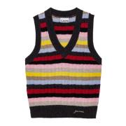 Gestreept Gebreid Mouwloos Jack Ganni , Multicolor , Dames