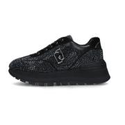 Strass Sneakers met Suède Inzetstukken Liu Jo , Black , Dames