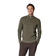 Katoenen Half-Zip Gebreide Trui Clean Cut , Green , Heren