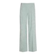 Velours Wijde Broek in Mintgroen Marie Méro , Green , Dames