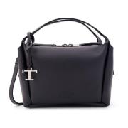 Leren handtas met gegraveerd logo Tod's , Black , Dames