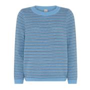 Blauwe Jacquard Sweater met O-Neck Skovhuus , Blue , Dames