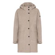 Taupe Wol Kasjmier Parka Hoodie Jas RRD , Beige , Dames