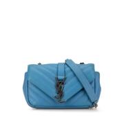 Pre-owned Leather shoulder-bags Saint Laurent Vintage , Blue , Dames