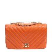 Pre-owned Leather chanel-bags Chanel Vintage , Orange , Dames