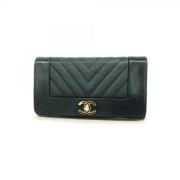 Pre-owned Leather wallets Chanel Vintage , Black , Dames