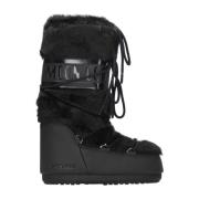 Zwarte Eco-Bont Waterdichte Winterlaarzen Moon Boot , Black , Dames