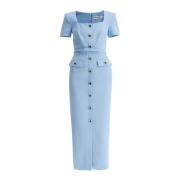 Vierkante Hals Midi Crêpe Jurk Self Portrait , Blue , Dames