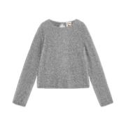 Lamé Gebreide Trui met Juweelknoop Semicouture , Gray , Dames