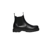 Zwarte leren Chelsea enkellaarzen Diesel , Black , Dames