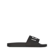 Zwarte Logo Print Sandalen Dsquared2 , Black , Heren