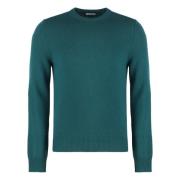 Kasjmier Crew-Neck Sweater, Geribbelde Gebreid Malo , Green , Heren